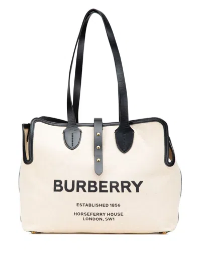 Pre-owned Burberry 2018-2023 Canvas Logo Soft Belt Tote Bag