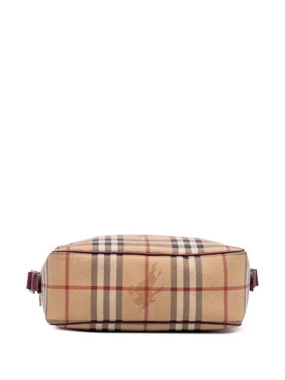 Pre-owned Burberry 2018-2023 Haymarket Check Coated Canvas Crossbody Bag In Brown