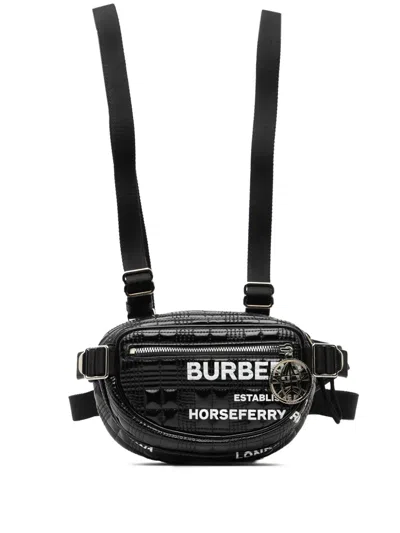Pre-owned Burberry 2018-2023 Horseferry Printed Coated Canvas Cannon Utility Belt Bag In Black