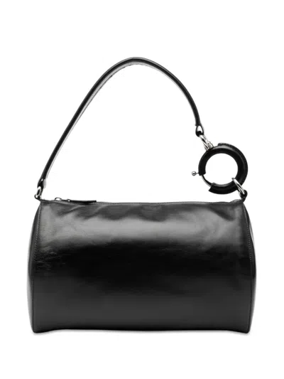 Pre-owned Burberry 2018-2023 Leather Rhombi Shoulder Bag In Black