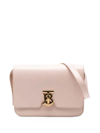Pre-owned Burberry 2018-2023 Medium Smooth Calfskin Tb Monogram Crossbody Bag In Pink