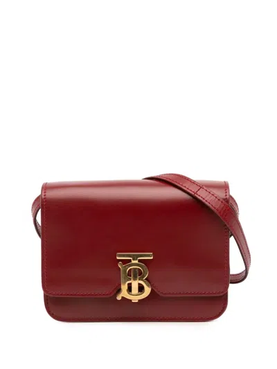 Pre-owned Burberry 2018-2023 Mini Leather Tb Crossbody Bag In Red