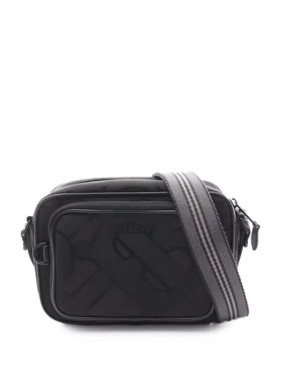 Pre-owned Burberry 2018-2023 Tb Monogram Canvas Paddy Crossbody Bag In Black