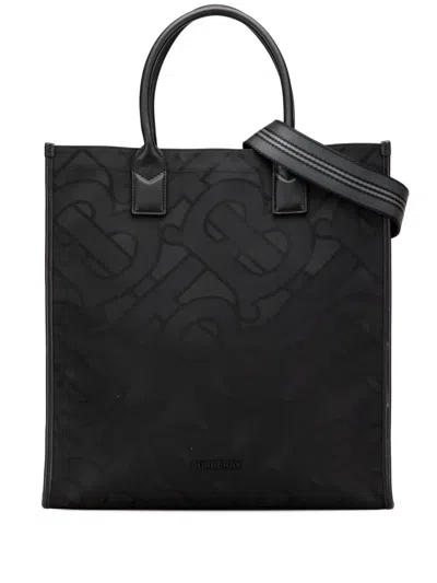Pre-owned Burberry 2018-2023 Tb Monogram Canvas Tote Satchel