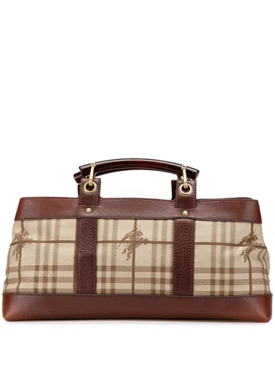 Pre-owned Burberry 2018-2024 Haymarket Check Canvas Tote Bag