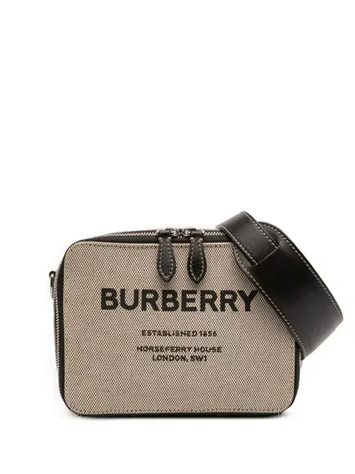 Pre-owned Burberry 2018-2025 Canvas Horseferry Print Crossbody Bag In Brown