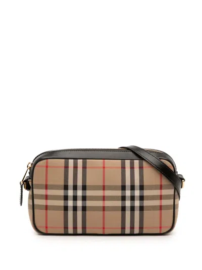 Pre-owned Burberry 2018-2025 House Check Canvas Crossbody Bag In Brown