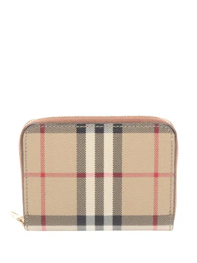 Pre-owned Burberry 2018-2025 House Check Canvas Wallet Small Wallets In Brown