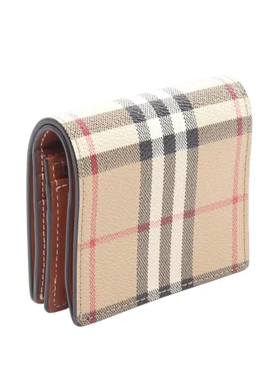 Pre-owned Burberry 2018-2025 House Check Coated Canvas Bifold Wallet Small Wallets In Brown