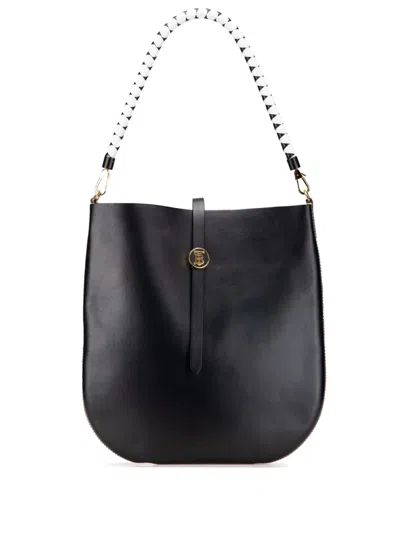 Pre-owned Burberry 2018-2025 Leather Tb Anne Hobo Bag In Black