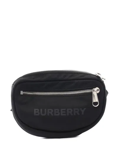 Pre-owned Burberry 2018-2025 Nylon Logo Cannon Belt Bag In Black