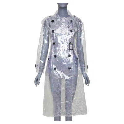 Pre-owned Burberry 2018 Runway Transparent Clear Vinyl Plastic Double Breasted Trench Coat In Gray