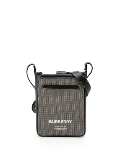 Pre-owned Burberry 2018-2023 Canvas Horseferry Print Crossbody Bag In Black