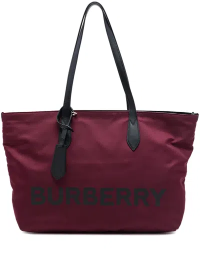 Pre-owned Burberry 2018-2023 Eco Nylon Logo Tote Bag In Red
