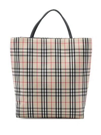 Pre-owned Burberry 2018-2023 House Check Canvas Tote Bag In Neutral