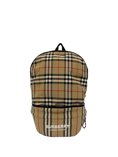 Pre-owned Burberry 2018-2023 House Check Nylon Convertible Backpack In Neutrals
