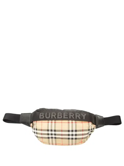 Pre-owned Burberry 2018-2023 House Check Nylon Sonny Belt Bag In Neutral