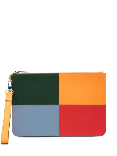 Pre-owned Burberry 2018-2023 Leather Colorblock Clutch Bag In Multi