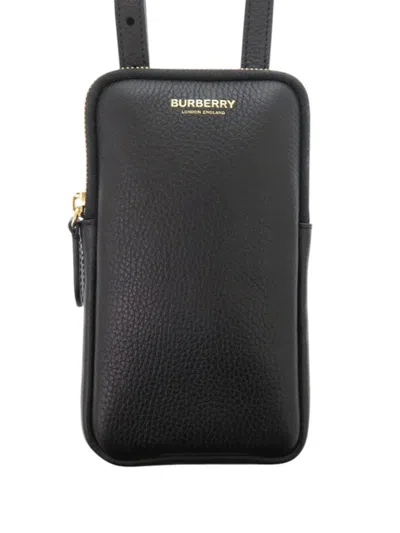 Pre-owned Burberry 2018-2023 Leather Phone Pouch Crossbody Bag In Black
