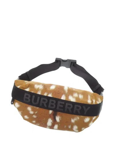 Pre-owned Burberry 2018-2023 Logo Printed Nylon Belt Bag In Brown