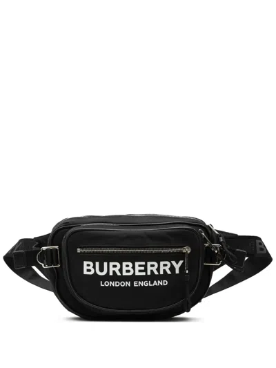 Pre-owned Burberry 2018-2023 Nylon Logo Cannon Belt Bag In Black