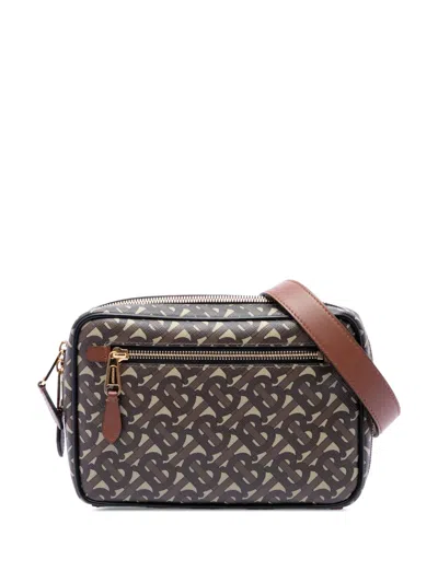 Pre-owned Burberry 2018-2023 Tb Monogram E-canvas Camera Bag Crossbody Bag In Brown