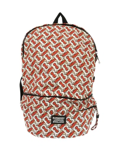 Pre-owned Burberry 2018-2023 Tb Monogram Nylon Convertible Backpack In Orange