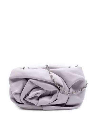 Pre-owned Burberry 2018-2026 Lambskin Rose Chain Clutch Crossbody Bag In Purple