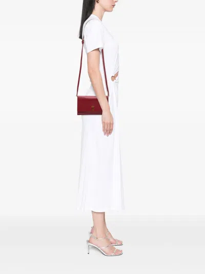 Pre-owned Burberry 2018-2026 Leather Tb Wallet On Strap Crossbody Bag In Red