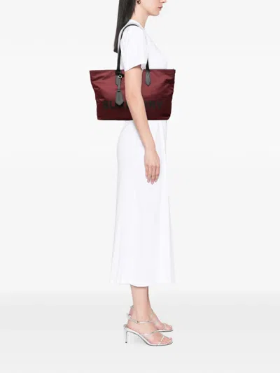 Pre-owned Burberry 2018-2026 Medium Econyl Nylon Logo Ardwell Tote Bag In Red