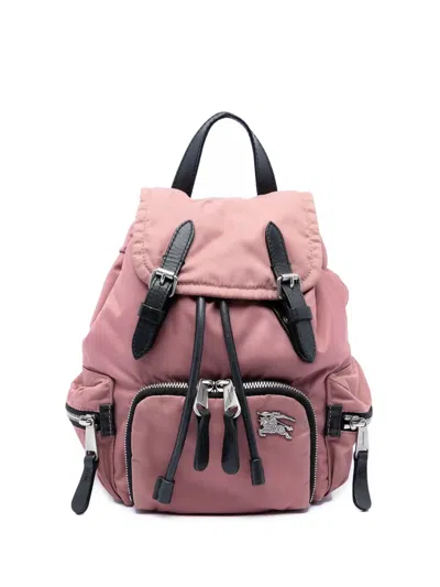 Pre-owned Burberry 2018-2026 Mini Nylon Rucksack Backpack In Pink