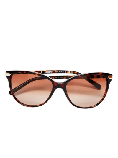 Pre-owned Burberry 2020-2025 Chec-pattern Cat-eye Sunglasses In Brown