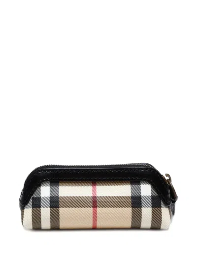 Pre-owned Burberry 2020-2025 Check-pattern Pouch In Neutral