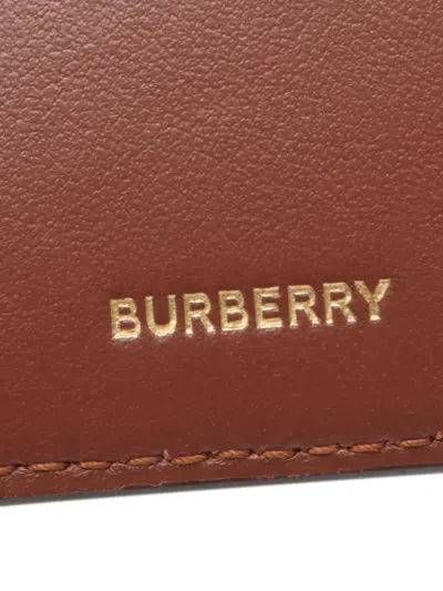 Pre-owned Burberry 2020-2025 Monogram Tb Stripe Coated Canvas Compact Wallet Small Wallets In Brown