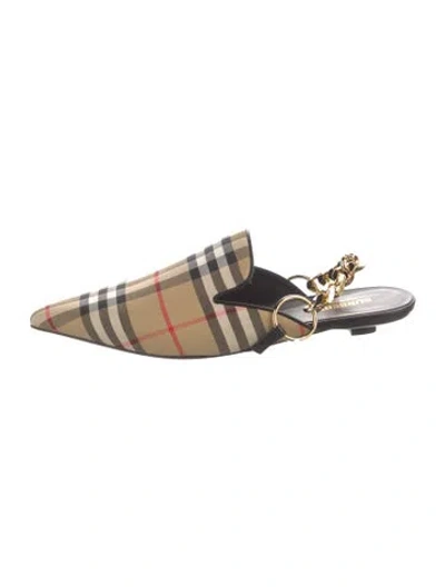Pre-owned Burberry 2020 Chain Strap Pointed-toe Mules In Neutrals