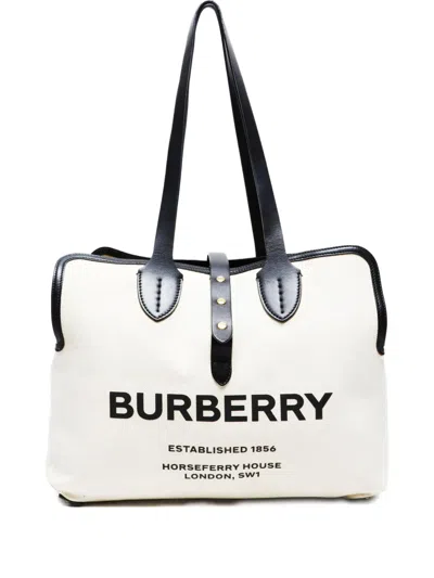 Pre-owned Burberry 2020 Logo-print Tote Bag In Neutral