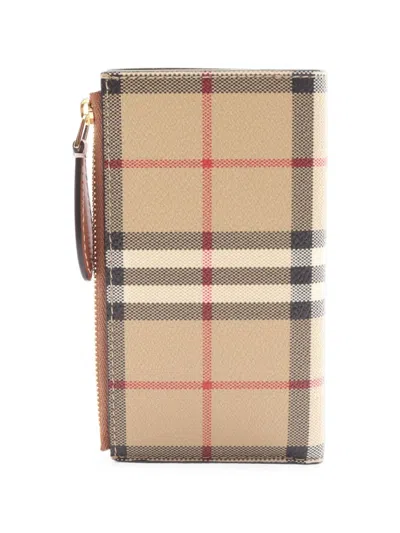 Pre-owned Burberry 2020s Check Bifold Wallet In Neutrals