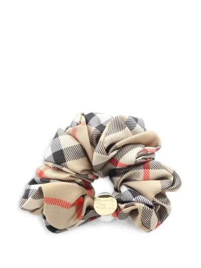 Pre-owned Burberry 2020s Check Scrunchie In Neutral