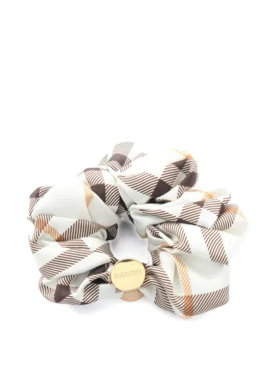 Pre-owned Burberry 2020s Check Scrunchie In White