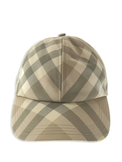 Pre-owned Burberry 2020s Checked Cap In Neutrals
