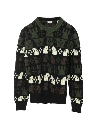 Pre-owned Burberry 2020s Crew-neck Horse Pattern Sweater In Black