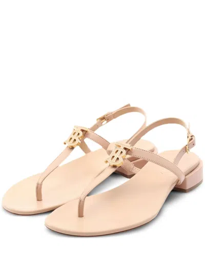 Pre-owned Burberry 2020s Logo-plaque Thong Sandals In Pink