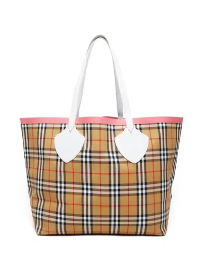 Pre-owned Burberry 2020s Nova Check Tote Bag In Neutral