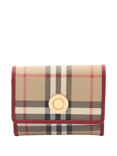 Pre-owned Burberry 2020s Nova Check Trifold Wallet In Neutral