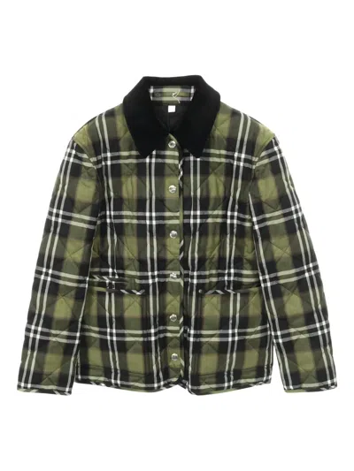 Pre-owned Burberry 2020s Quilted Check Jacket In Green