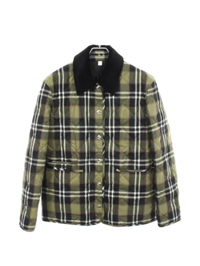 Pre-owned Burberry 2020s Quilted Check Jacket In Green