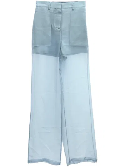 Pre-owned Burberry 2020s Sheer Silk Trousers In Blue