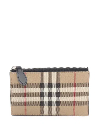 Pre-owned Burberry 2020s Vintage Check Coin Purse In Neutrals