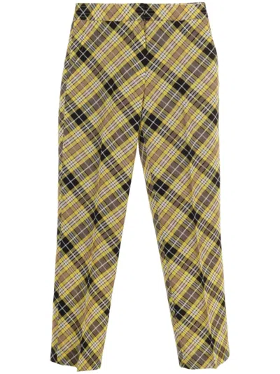 Pre-owned Burberry 2020s Vintage Check Trousers In Yellow