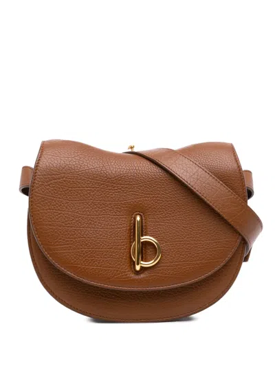 Pre-owned Burberry 2023-2025 Small Grained Calfskin Rocking Horse Crossbody Bag In Brown